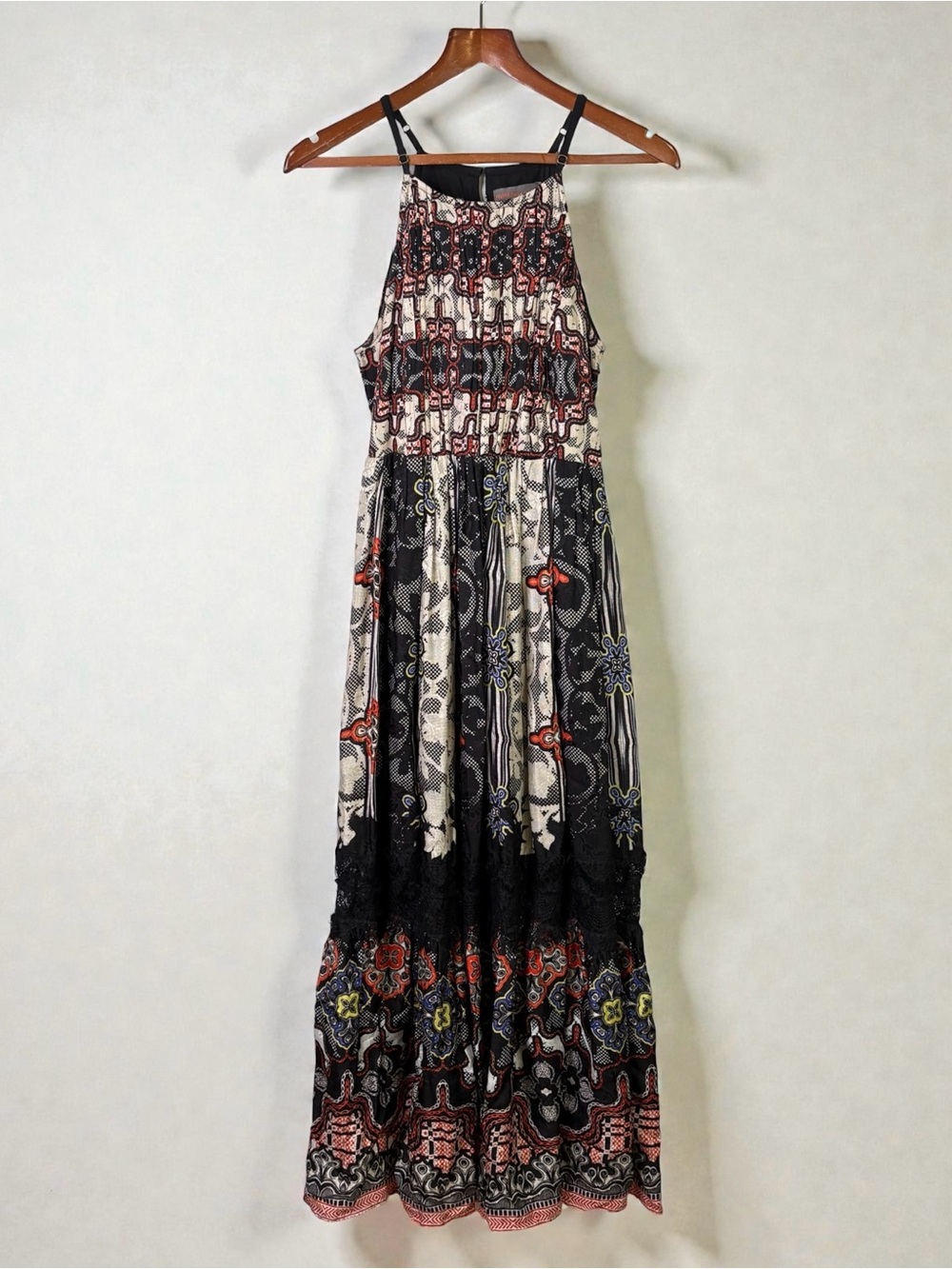 Anthropologie Bhanuni by Jyoti Tiered Maxi Dress Boho Print Size 4 - Picture 7 of 16